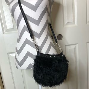 Black Fur Satchel
